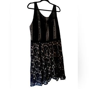 Lane Bryant Black & Nude Lace Cocktail Dress EUC Size 24